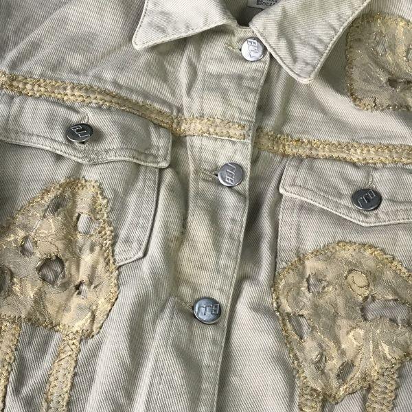Francesca Sforza Made In Italy Designer Denim Jacket Beige Women’s ML
