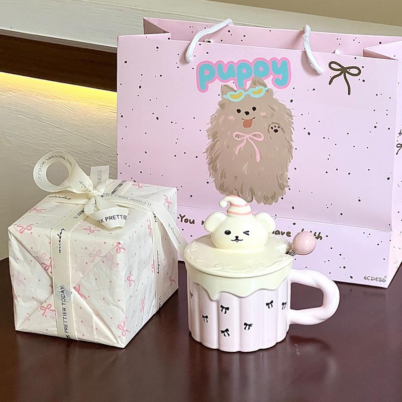 Cute girl high value bear mug office ceramic mug with lid birthday gift home couple cup