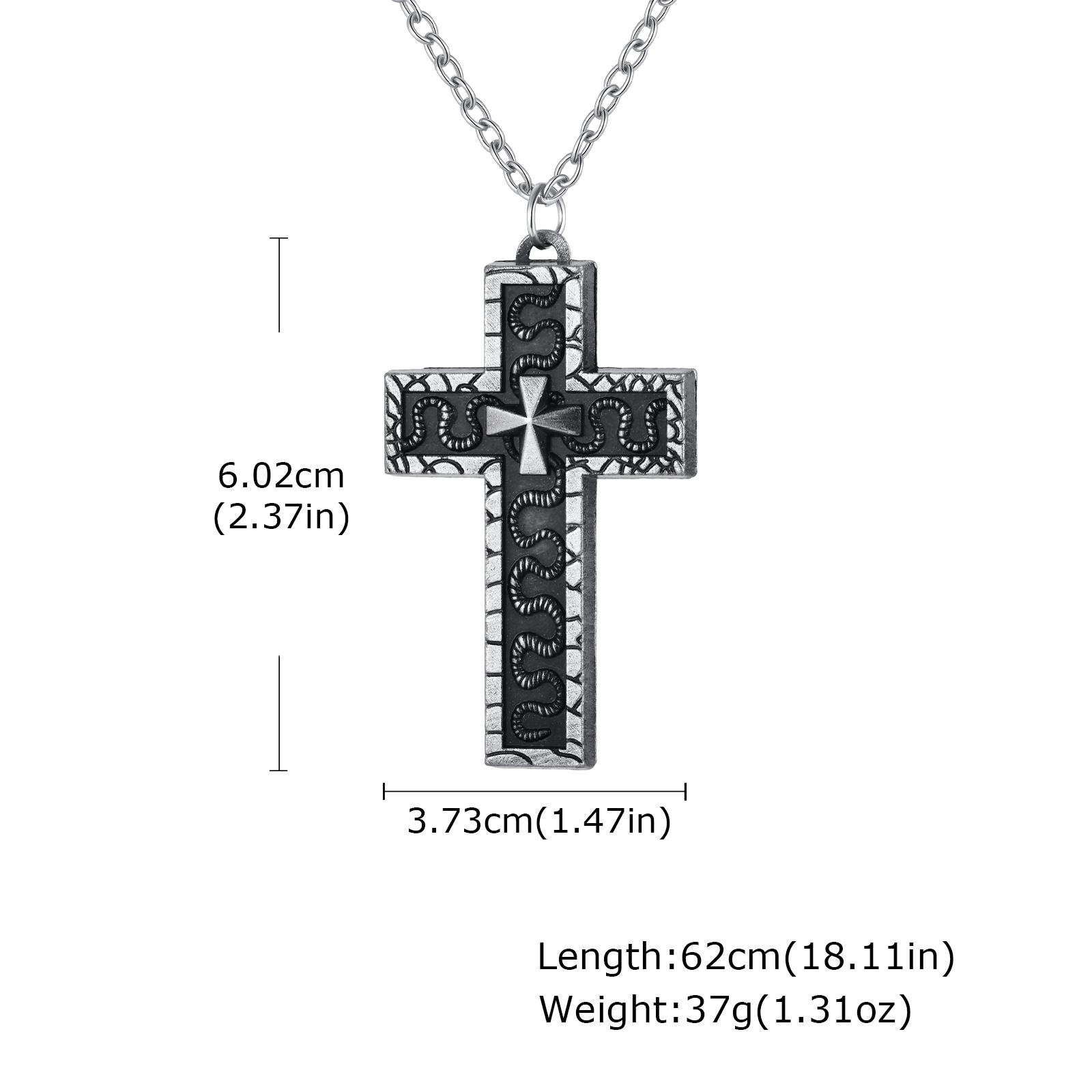 Vintage Secret Compartment Openable Cross Pendant Necklace, Gothic Punk Hip Hop Fashion Pendant Necklace for Men Metal Jewelry