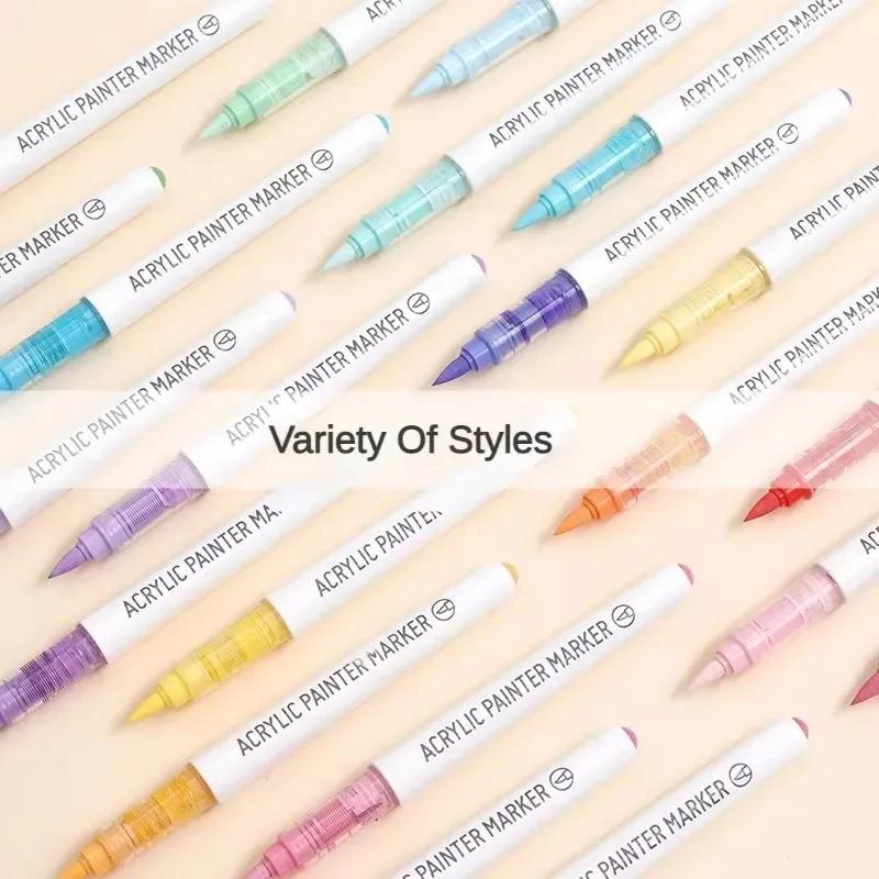 Languo 207/9 Colors Direct Liquid Color Acrylic Paint Pens Brush Marker Pen Painting DIY Card School Art Supply Stationery