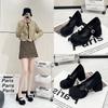 Mary Jane Women's Shoes Thick Heel Waterproof Platform Thick Sole Heightening Japanese Spice Girl Temperament French Single Shoes Women's Small