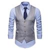 Men Suit Vest Formal Business Style Sleeveless V Neck Slim Fit Cardigan Single-breasted Solid Color Silky Fabric Pockets Groom Wedding Waistcoat
