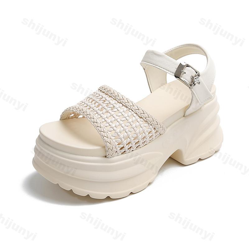 Fashion Elegant Hollow Wedge Heel Casual Thick Soled Sandals for Women 2025 Summer Open Toes Comfortable Versatile Fashion Single Shoes