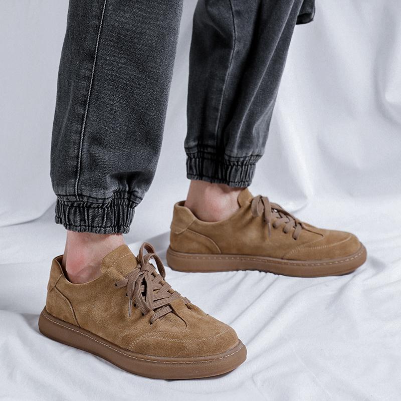 Genuine Leather Men's Board Shoes Minimalist and Trendy British Style Leisure Party Office Youth Quality Sports Brown Shoes Hot