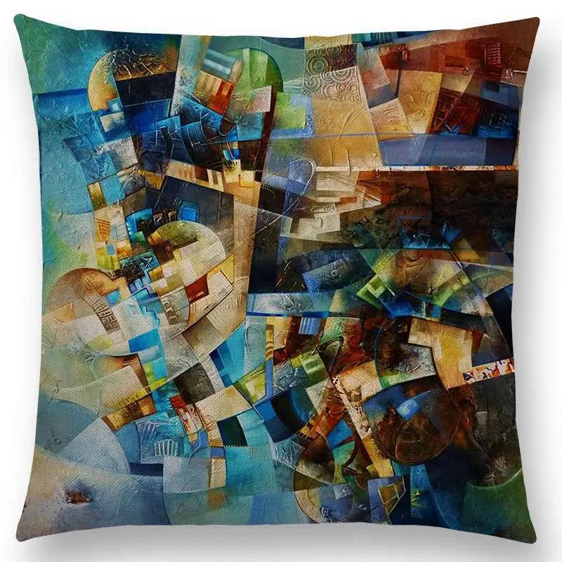 New Gorgeous Abstract Art Painting Mysterious Color Vortex Fantasy Geometry Retro Cushion Cover Car Sofa Throw Pillow Case