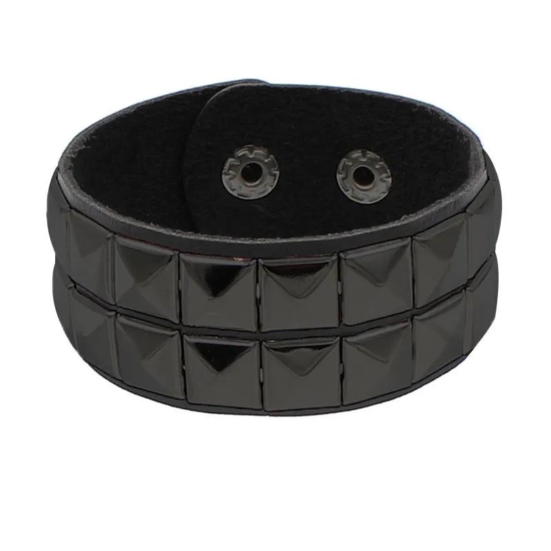 PU Leather Bracelet Punk Goth Studded Spike Rivet Buckle Wristband Cuff Bangle Black Gothic Steampunk for Men Women Unisex 80s