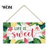 Summer Hanging Sign Wooden Sign, Beach Theme Welcome Front Door Decor with Ornament Rope, Colorful Hanger for Seasonal Farmhouse House Seaside