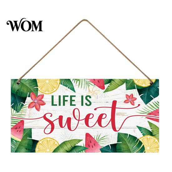 Summer Hanging Sign Wooden Sign, Beach Theme Welcome Front Door Decor with Ornament Rope, Colorful Hanger for Seasonal Farmhouse House Seaside