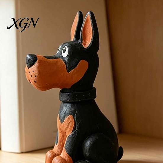 Creative Wooden Craft Doberman Ornament, Hand Carved Sculpture, Cute Handcrafted Dog Statue Figurine for Home Shelf And Entryway Basswood Decor