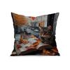 Home Decor Cats By Window With Books And Autumn Leaves Pattern Cushion Cover Suitable For Sofa Bedroom Car Pillow Cover