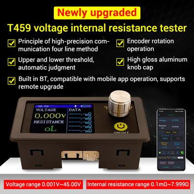 T459 Internal Resistance Tester DC5V 4-wire Method Battery Internal Resistance Tester Remote APP Display Encoder Operation