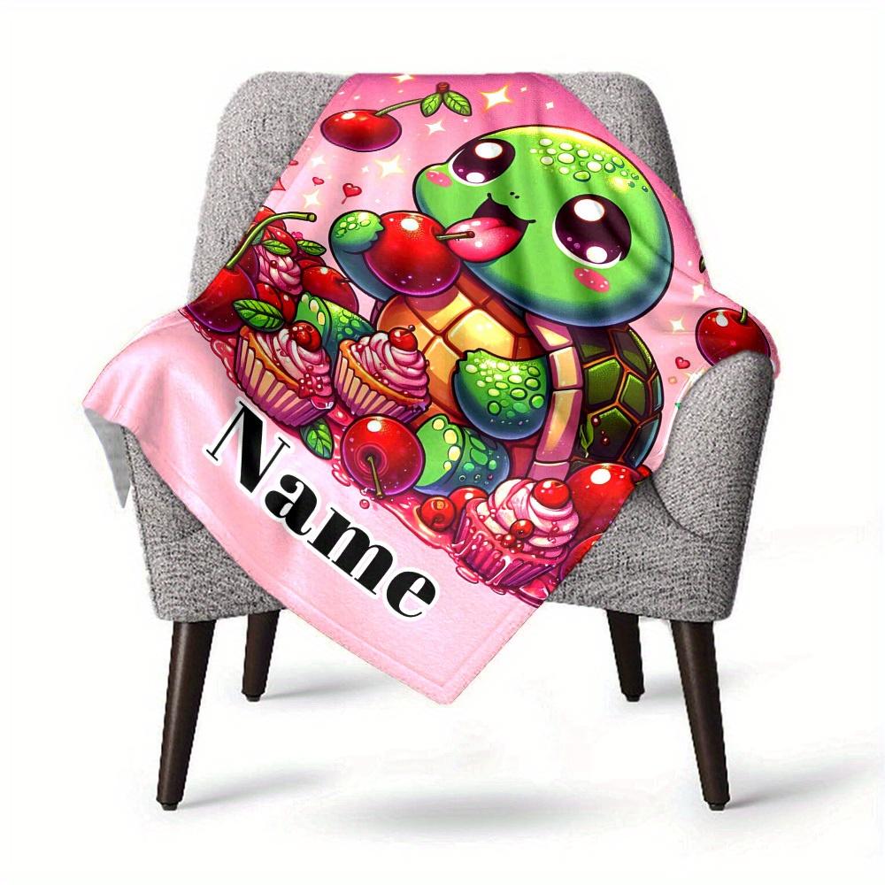 Cute Turtle With Cherries Home Customization Blankets Comfortable Soft Lightweight Multiseasonal Blanket For Picnics Sofas Offices Beds Living Rooms
