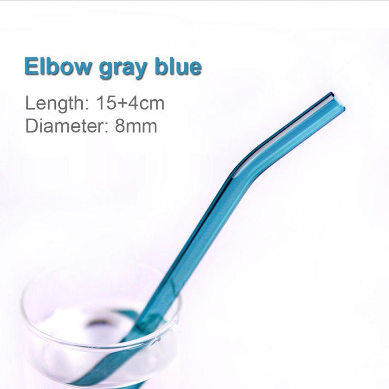 Reusable Drinking Glass Straws Heat and High Temperature Resistant Glass Straw Elbow for Smoothie Milkshakes Drinks 8mm*20cm
