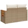 2 Seater Garden Sofa with Cushions Beige Poly Rattan