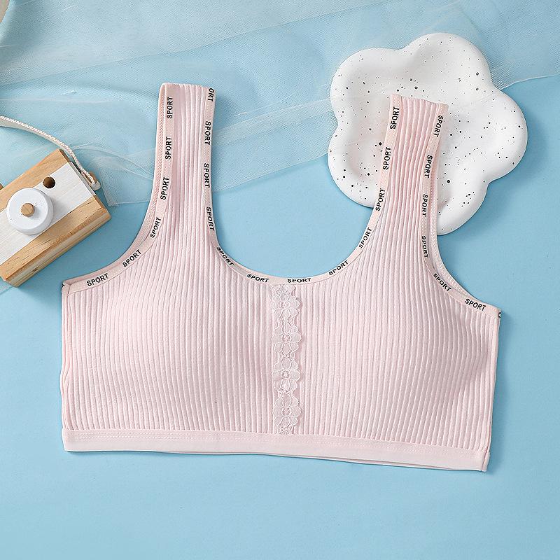 Girls' Breathable Fixed Cup Cotton Vest for Puberty - Strappy and Secure for Junior High & High School Students