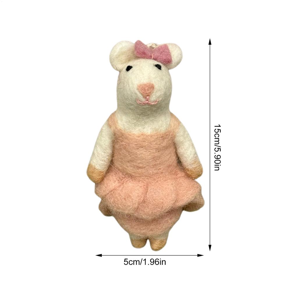 Милые войлочные мышки Игрушка из валяной шерсти Кукла Ручной работы Шерстяные животные Поделка Подвеска для украшения салона автомобиля, сумки, кошелька, рюкзака подарок
