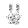 New 925 Silver Lucky Zoo Cat Dog Rabbit Fox Charms Bead For Women Fit Bracelet DIY Birthday Party Jewelry Gift