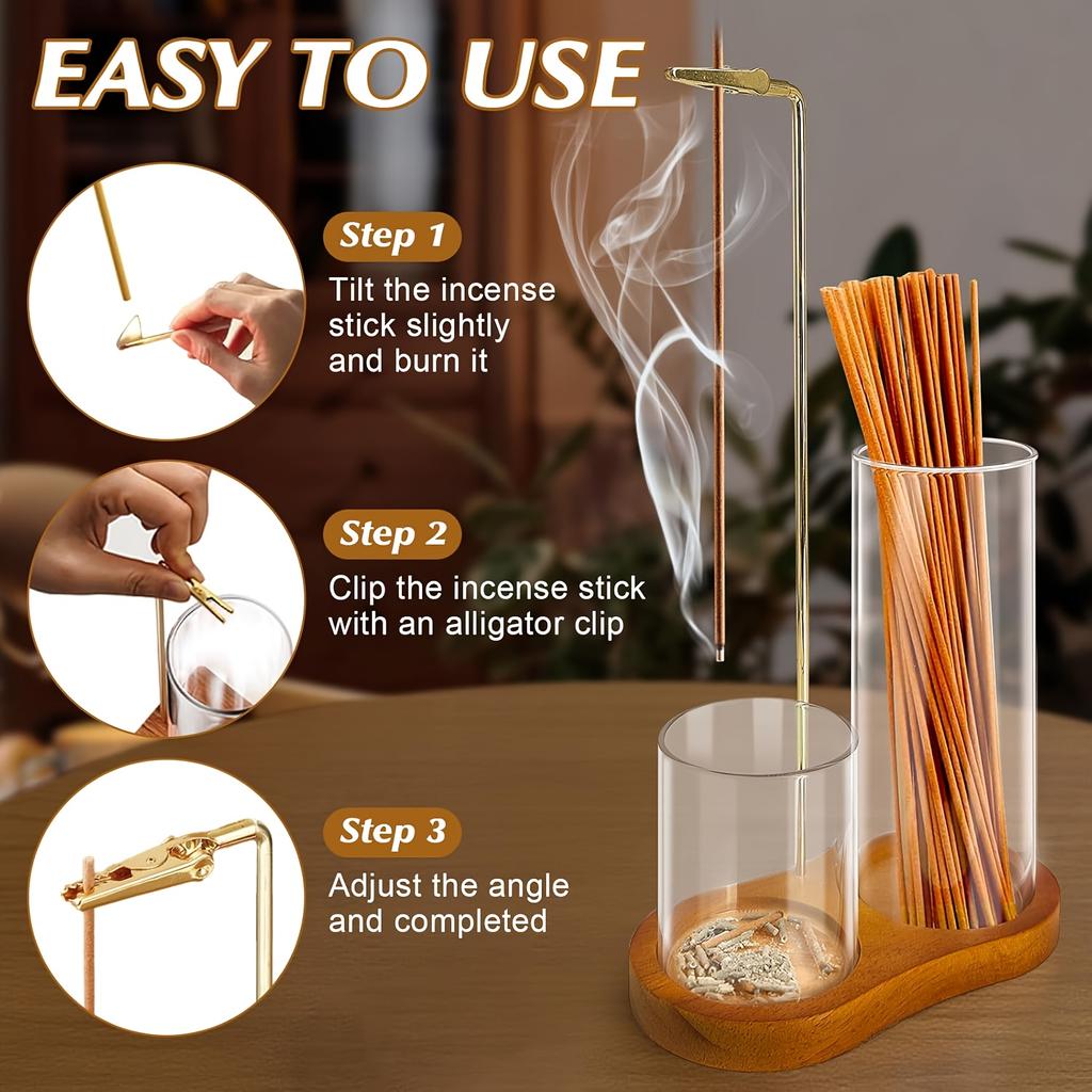 Incense Holder Upside Burner Incense Stick Holder Wooden Round Incense Tray Home Yoga Decoration Crafts Bedroom Ornament
