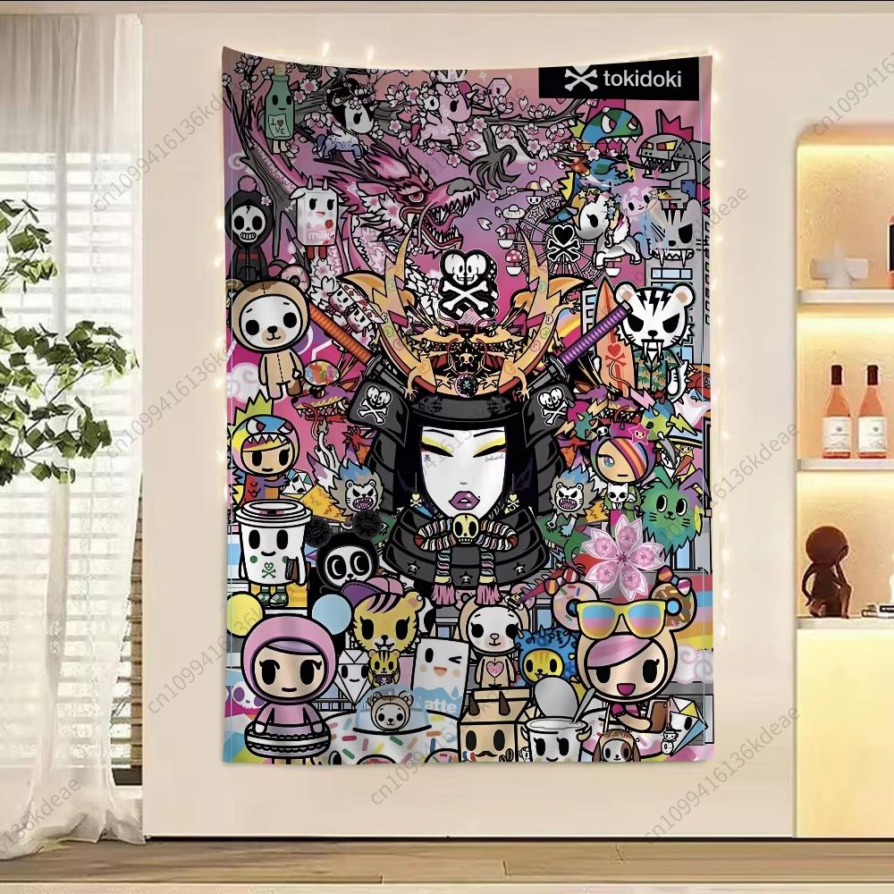 Kawaii Anime Tapestry TTokidoki Large Printed Wall Tapestries Flags Cute Room Decoration Background Cloth Teens Room Home Decor