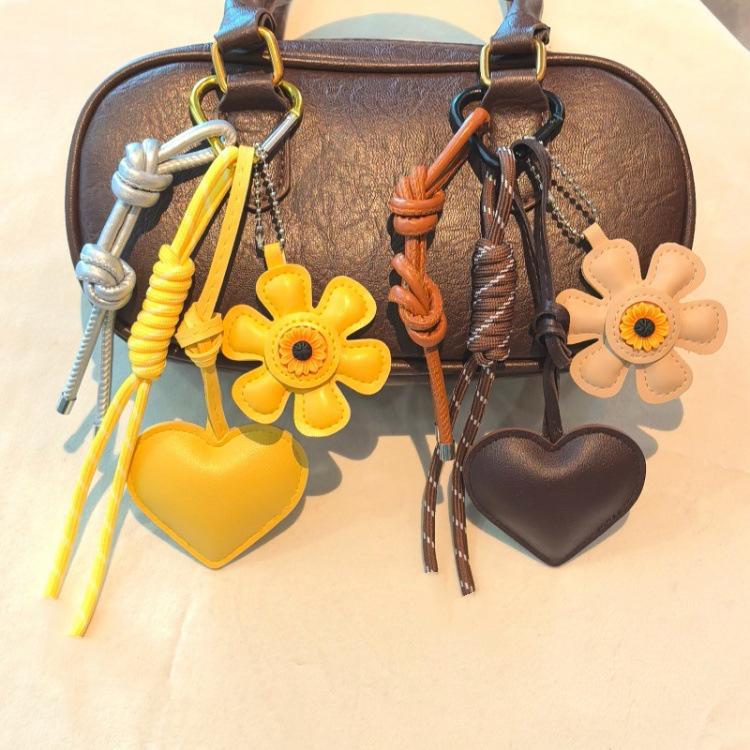 Bag Charm PU Leather Flower Bag Charm-Stylish PU Leather Charm 5 Classic Colors Bag Accessory for Handbags, Gifts