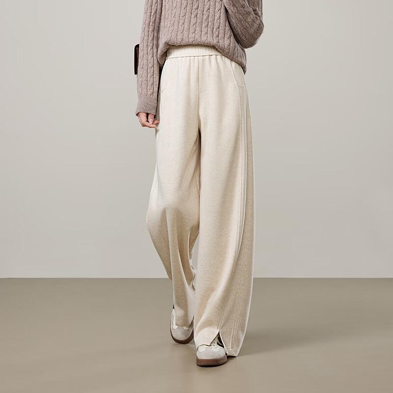 Women's Loose Fit Acetate Wool Straight-Leg Casual Pants