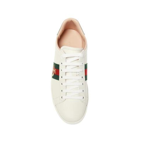GUCCI ACE Embroidered Leather Low-top shoes Women's White 577573 DOPE0 9064