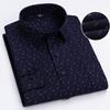 Men's 65% Cotton Long Sleeve Printed Check Dress Shirt Single Patch Pocket Regular-fit Comfortable Versatile Thin Casual Shirts