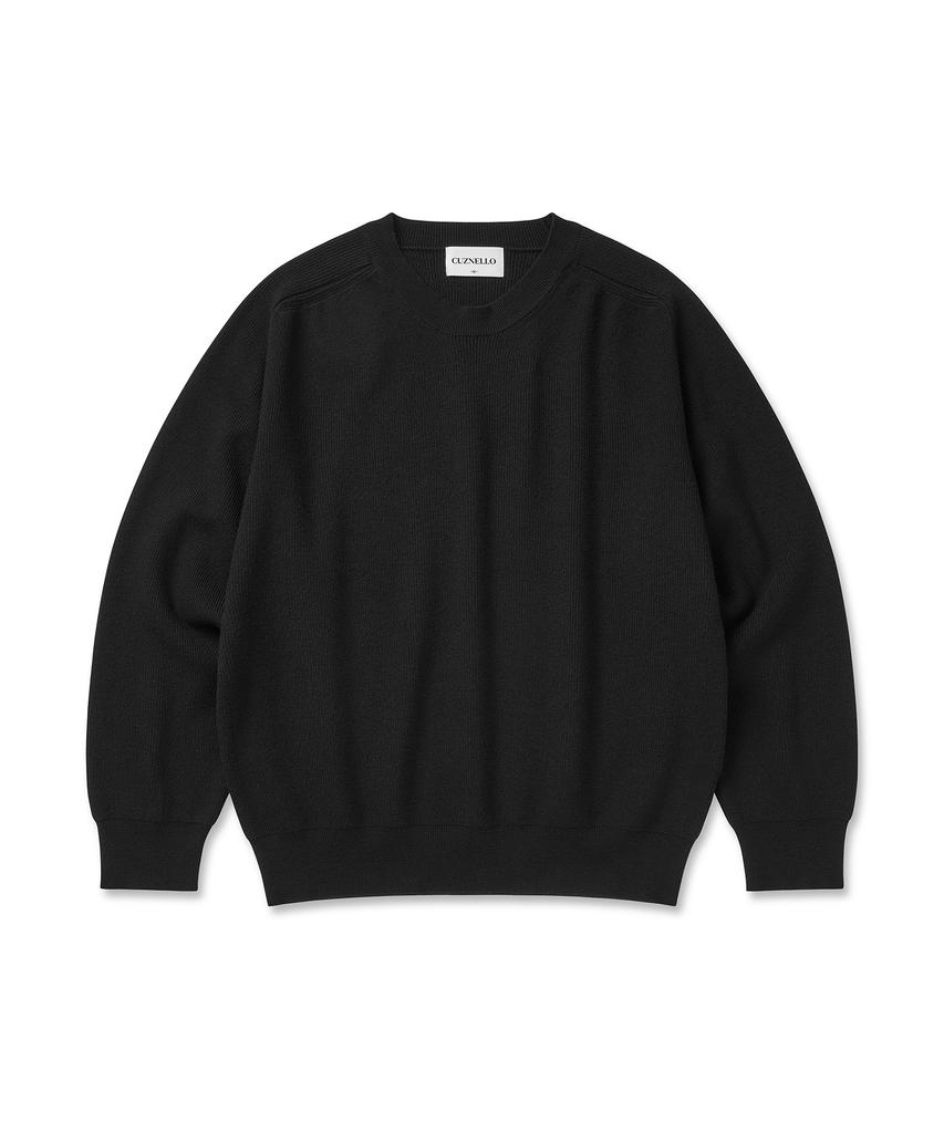 CUZNELLO Soft Saddle Crewneck Knit_Black