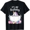 Unicorn Birthday Sign My Shirt Tee Novelty Party Graphic T-Shirt Short Sleeve Cotton