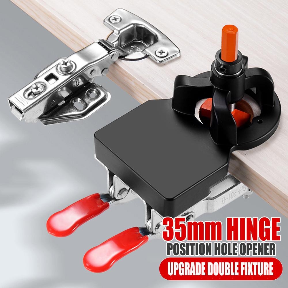 35mm Double Fixture Drilling Jig Aluminum Alloy Woodworking Tool Guide Cabinet Door Locator Hinge Position Hole Opener