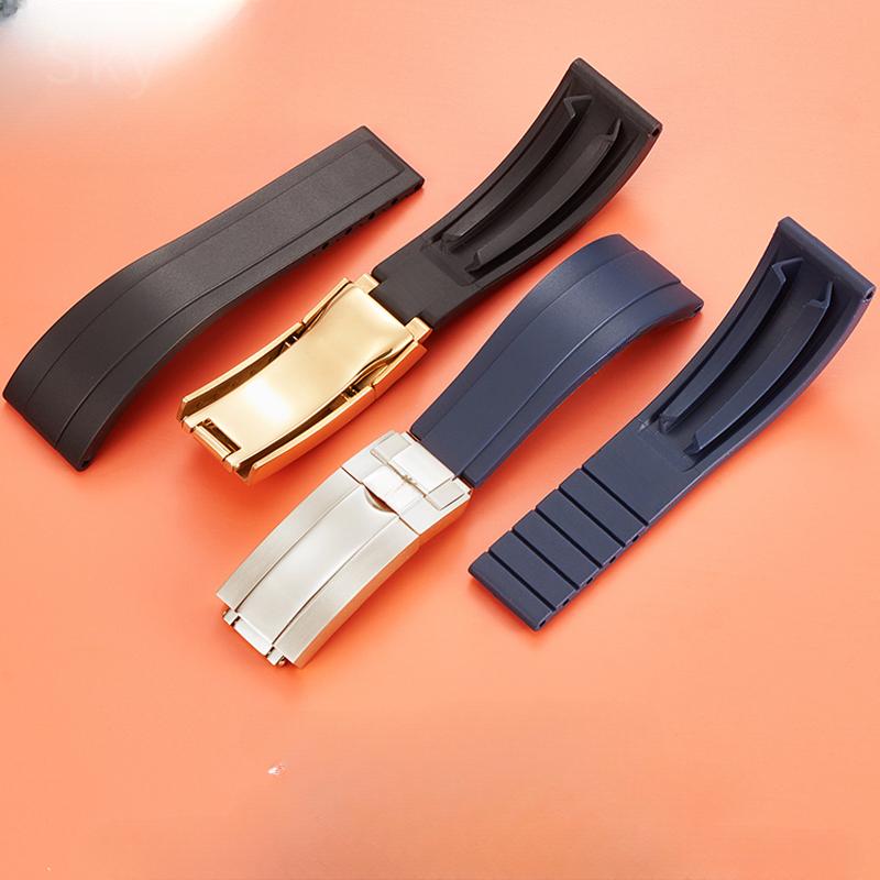 Paski do zegarka Daytona Yacht Log Czarny Zielony Water Ghost Zakrzywione zakończenie 20mm Silikonowy Wypukły Interfejs Czerwony Niebieski Pasek do zegarka