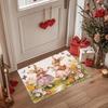 Soft and warm flannel Easter Bunny dance mat, non-slip machine washable floor mat