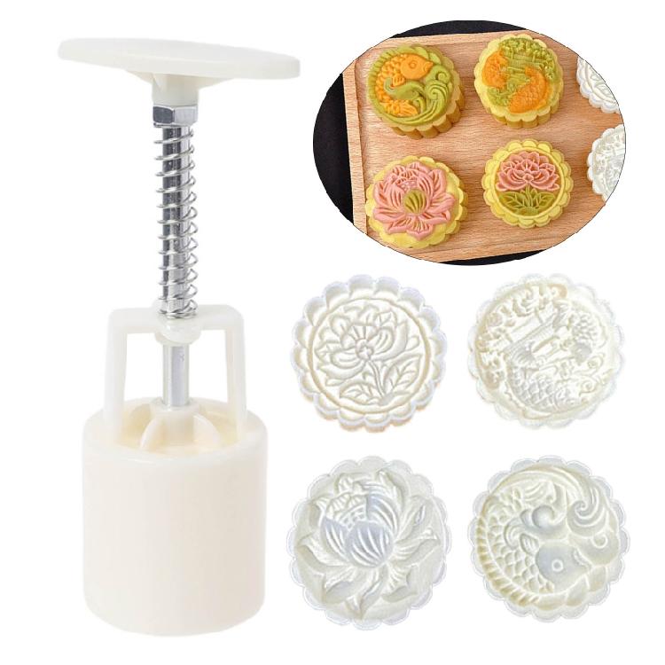 Formy do ciast księżycowych 3D w kształcie lotosu i karpia Akcesoria do pieczenia ciast księżycowych Ręczne dociskanie