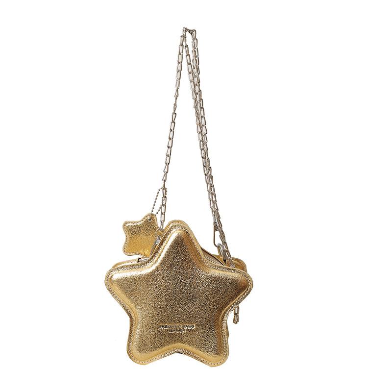 Women Small Shoulder Bag Five Point Star Shape Crossbody Bag Cartoon Chain Bag For Girls