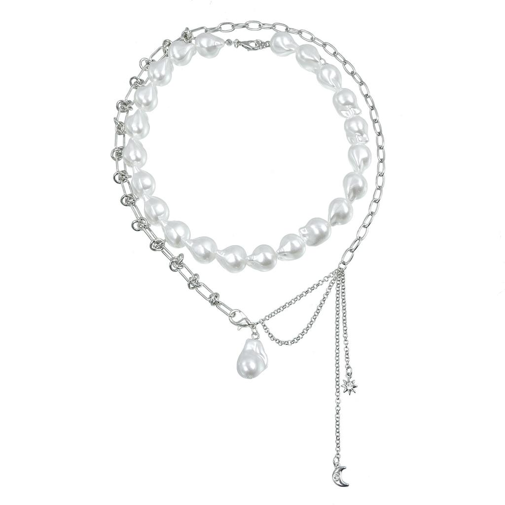 Octagram Moon Special-shaped Pearl Collarbone Chain Light Luxury Fashion Choker Sweet Cool Necklace