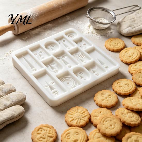 Multi Grid Geometric Fondant Mold Art Face Styling Baking Mold, Multi-grid Flexible Texture Tray, Food Grade PLA Plaster Casting Tool Abstract