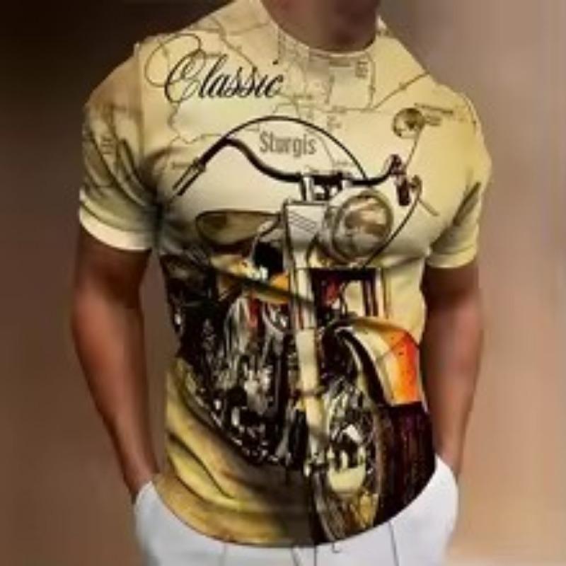 Men's Retro Motorcycle T-Shirt Riding Suit 3D Printing