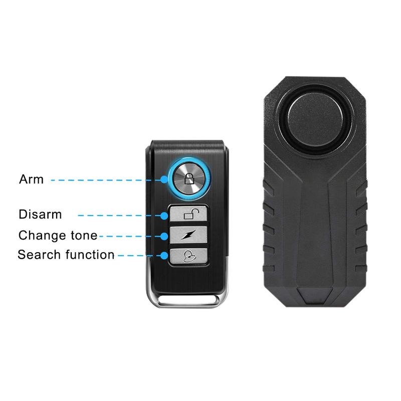Wireless Bicycle Alarm Remote Control Waterproof Electric Motorcycle Scooter Bike Vibration Security Protection Anti Lost Alarms