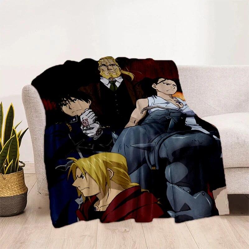 Fullmetal Alchemist Soft Plush Sofa Bed Throwing Cartoon Picnic Thin Blankets Modern Flannel  Cover Gedruckt Bettdecke Geschenk