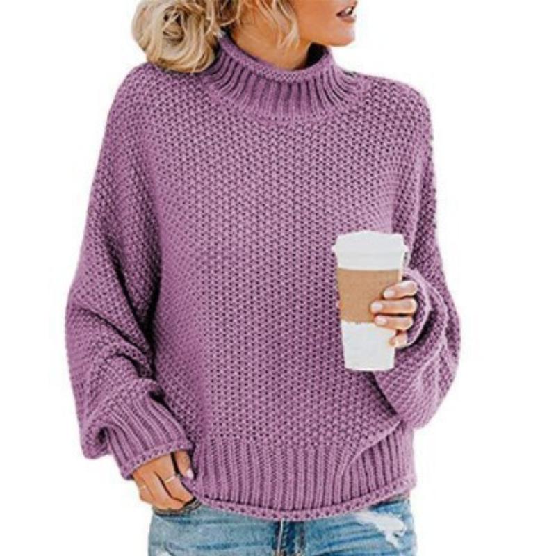Women's High Neck Knit Sweater in 8 Colors with Slim Fit, Casual Long Sleeve Turtleneck Pullover