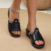 Keilabsatz-Slipper Damen Sommer neu große Größe bequem Fischmaul Lazy Foot Set Strass kalte Slipper