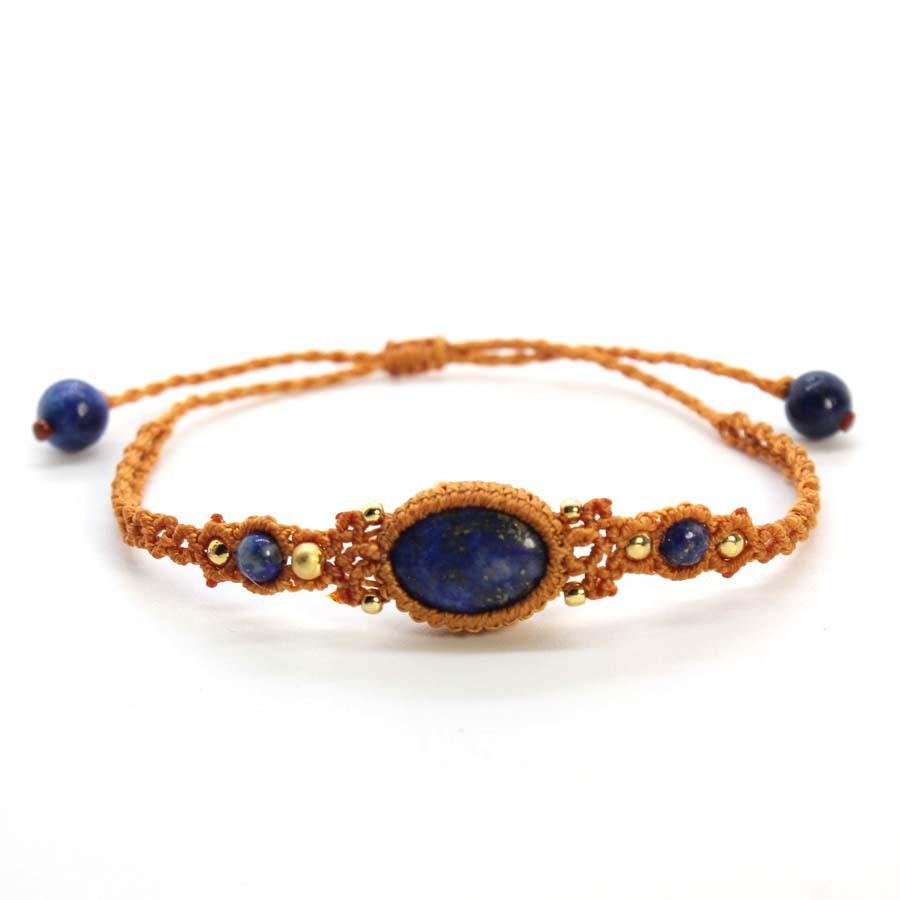 Handmade Braided Macrame Cord Stone Bracelets For Women, Natural Amethyst Lapis Lazuli Crystal Weave Adjustable Bracelet Jewelry.