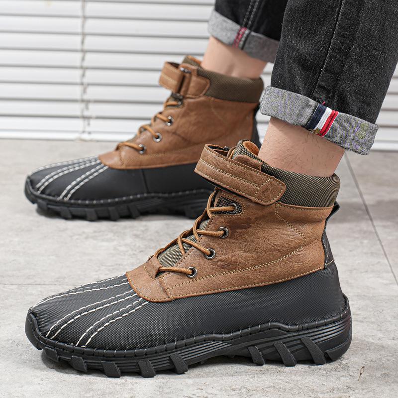 2025 Popular Martin Boots Men's Leather High-top Large Size Winter New Velvet Thickened Tooling Boots