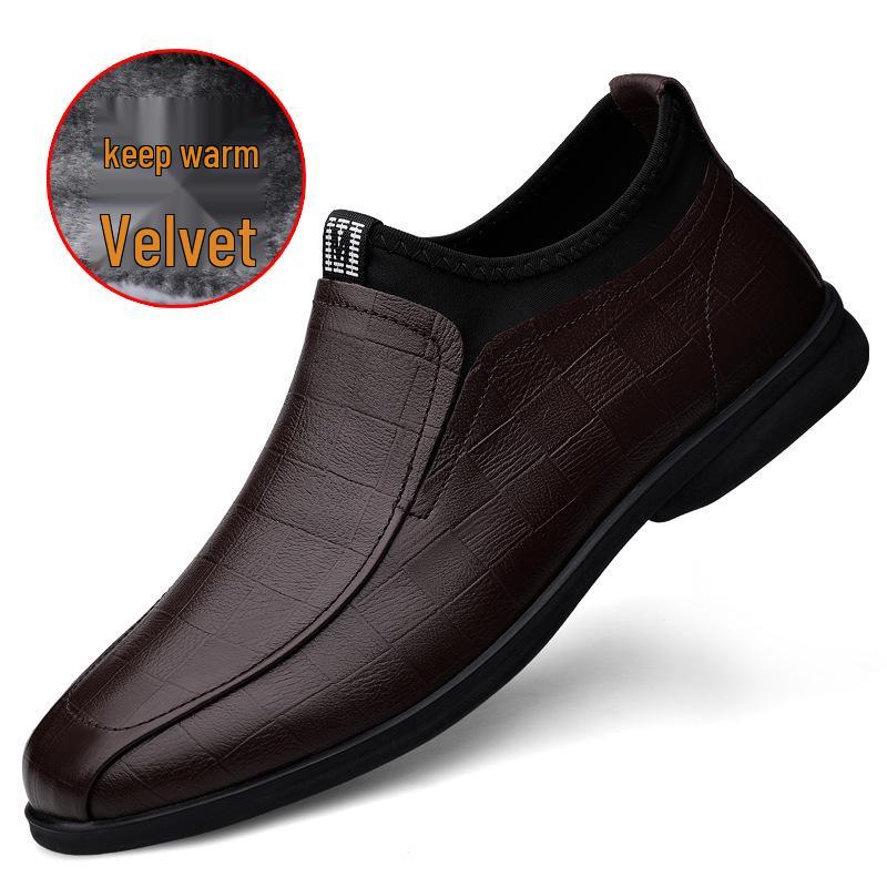 Men s Round Toe Cowhide Slip-on Casual Leather Boots 37