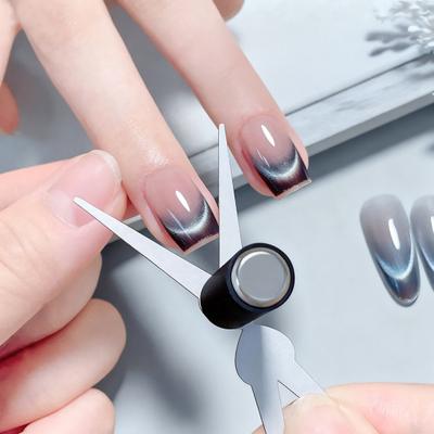 Outil Manucure Française Double Embout avec Aimant Kit Nail Art Acier Inoxydable pour Design Yeux de Chat Accessoire Professionnel Magnétique pour Vernis à Ongles