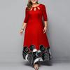 Casual Dresses - Digital Gold Print Elegant Plus Size Winter Maxi Dress Women Wedding Party Night Long Dress