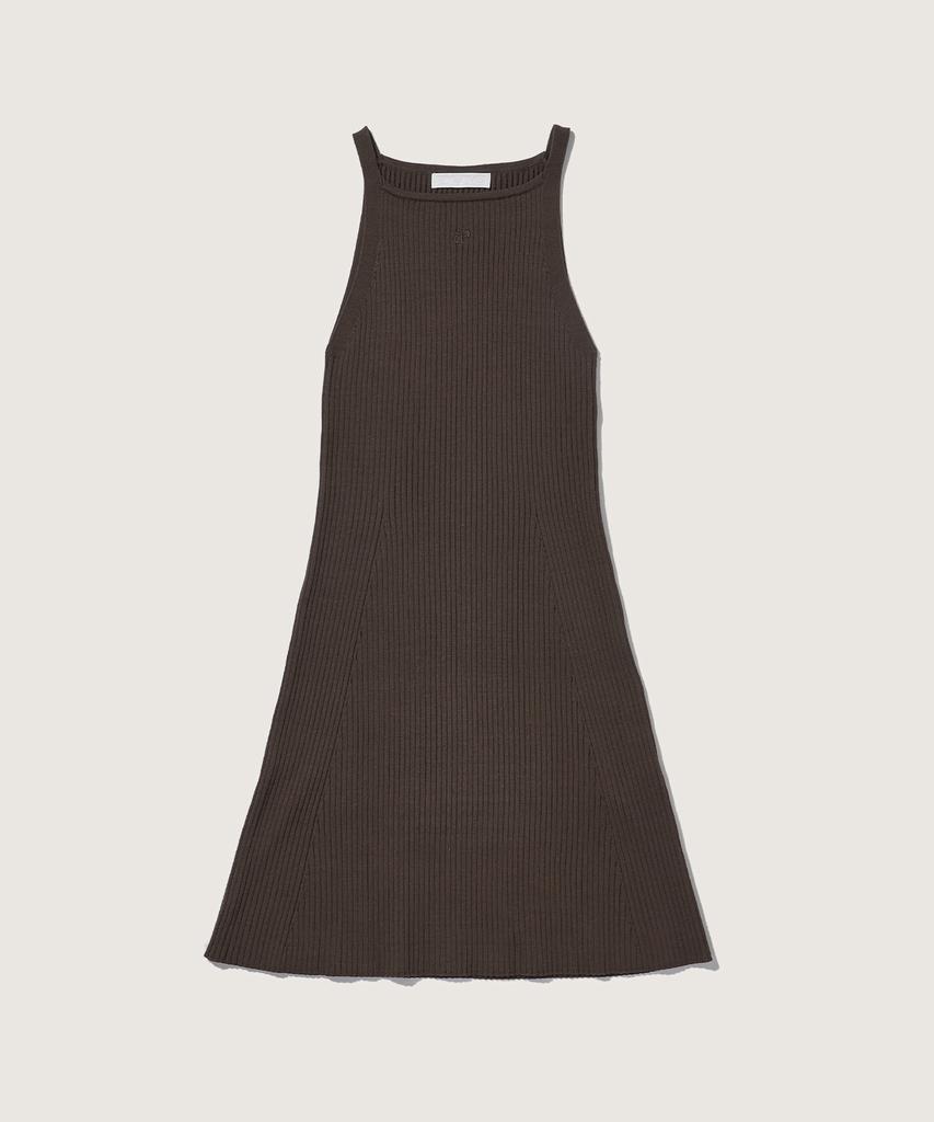 Plack Woman Striped Sleeveless Knit Dress Brown