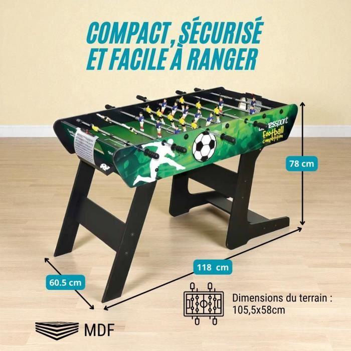 DEVESSPORT Baby-Foot Pliable Maracaná pour Enfant, Barres Télescopiques de Sécurité, Stable, Gain de Place