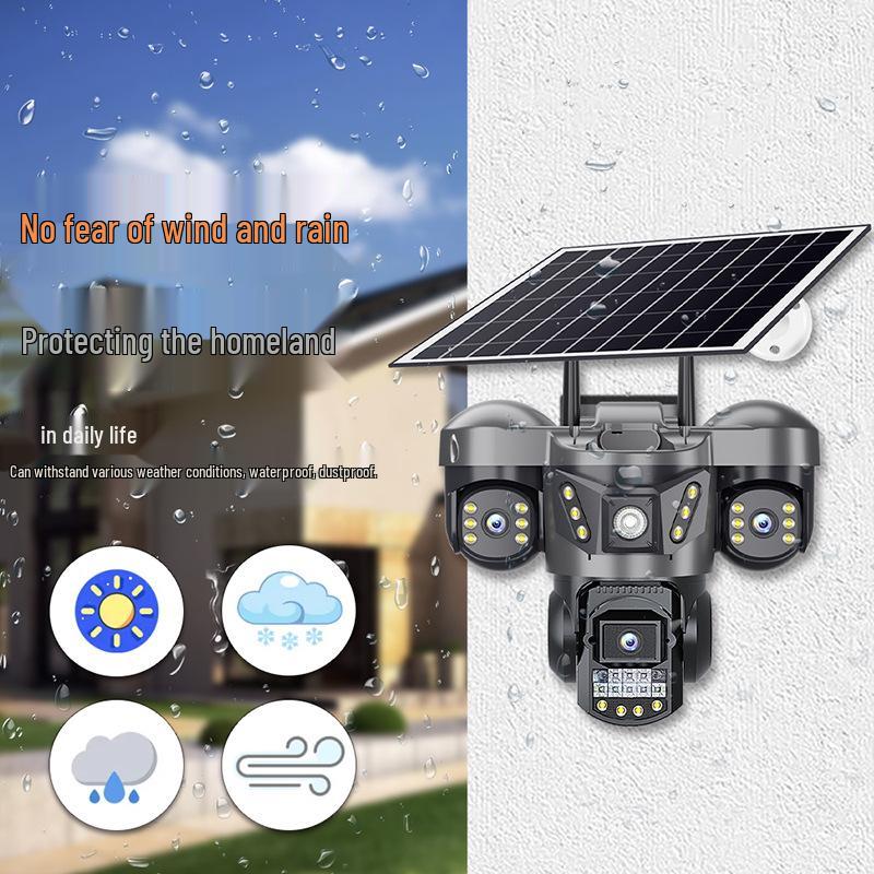 4G Panoramic Solar-Powered Outdoor Camera with Night Vision, Waterproof, and All-Day Recording