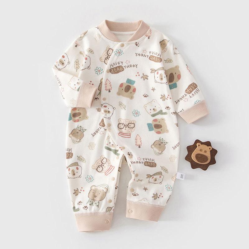 Bear Tribe Cotton Newborn Jumpsuit - All-Season, Tagless Baby Romper 59cm (6-10 lbs)